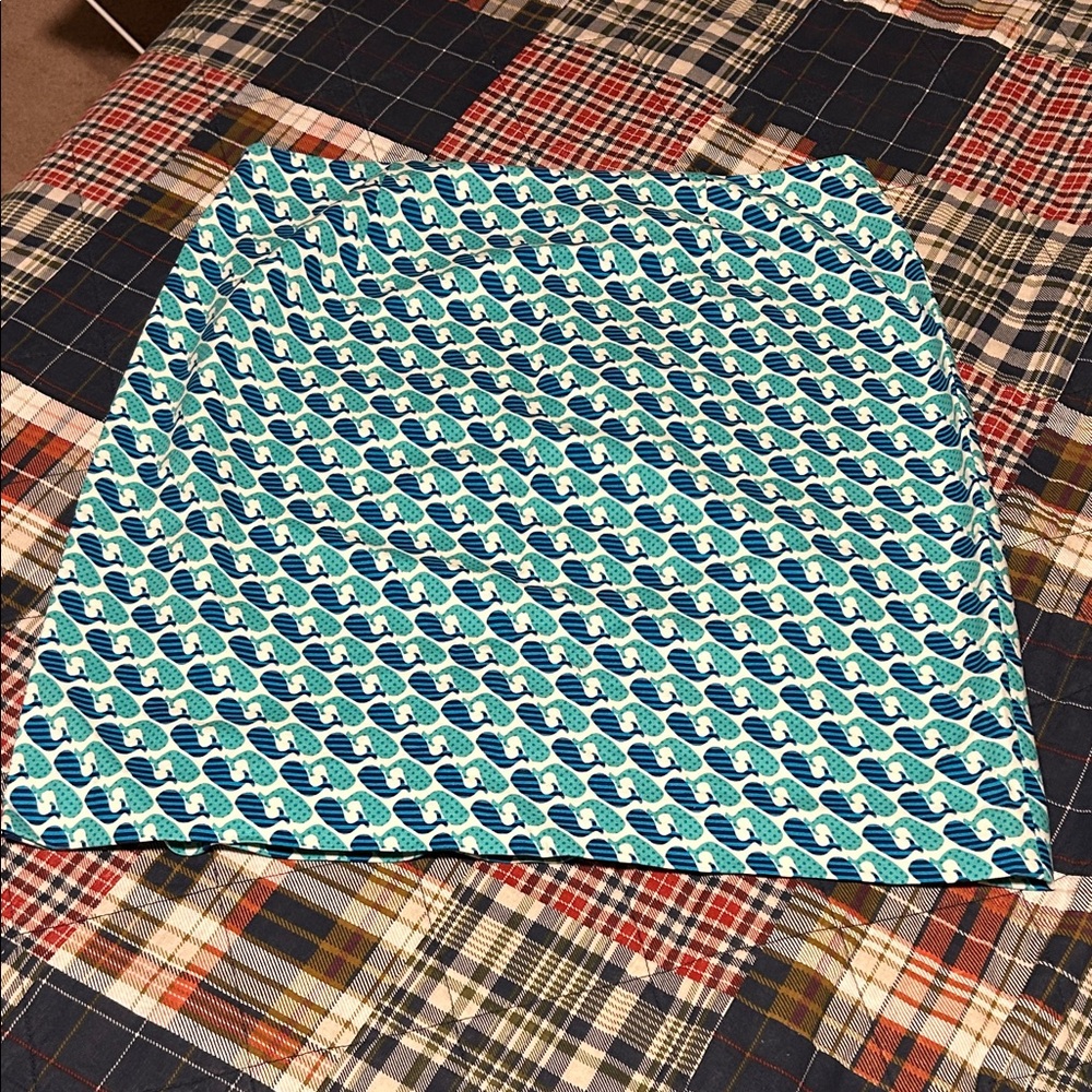 Talbots Blue and Green Whale Patterned Mini Skirt
